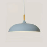 Suspension En Aluminium Colorée Et Design Bois Élégant Bleu / 35Cm Luminaire