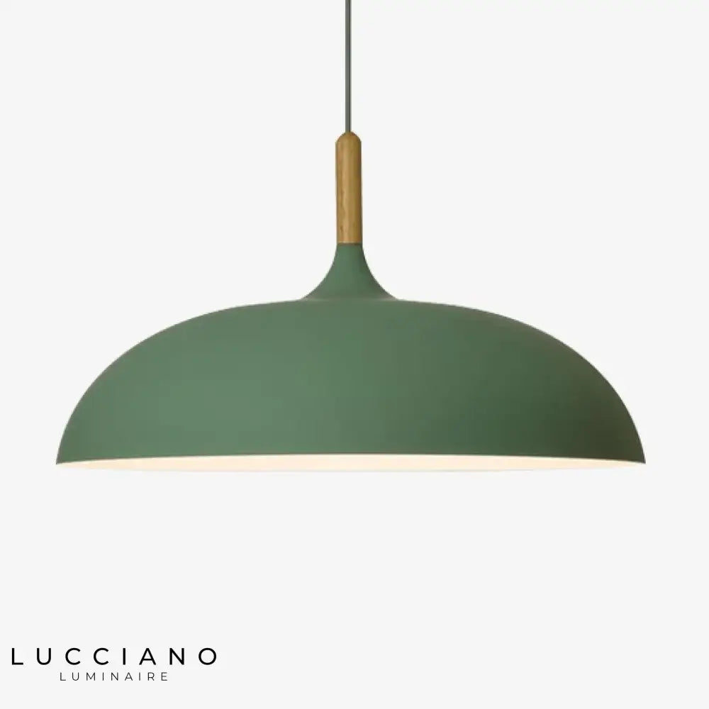 Suspension En Aluminium Colorée Et Design Bois Élégant Vert / 35Cm Luminaire