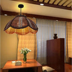 Suspension En Bambou Ondulé Asian Luminaire Chambre