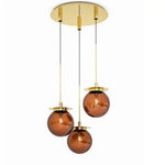 Suspension En Verre Doré Moderne 3 Lampes - Orange Luminaire Chambre