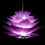 Suspension Fleur Pétales Blancs Puzzle Violet Luminaire Chambre