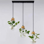 Suspension Florale En Bocal Verre-Bois Luminaire Chambre