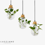 Suspension Florale En Bocal Verre-Bois Luminaire Chambre