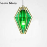 Suspension Géométrique Dorée Diamond Verre Coloré C Luminaire Chambre