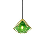 Suspension Géométrique Dorée Diamond Verre Coloré Luminaire Chambre