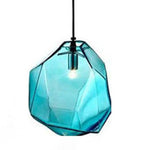 Suspension Géométrique En Verre Coloré S / Bleu Luminaire Chambre