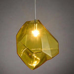 Suspension Géométrique En Verre Coloré S / Jaune Citron Luminaire Chambre