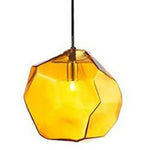 Suspension Géométrique En Verre Coloré S / Jaune Luminaire Chambre