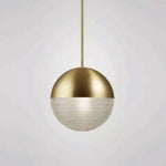 Suspension Globe En Verre Et Métal Avec Ampoule / 20Cm Doré Luminaire Chambre