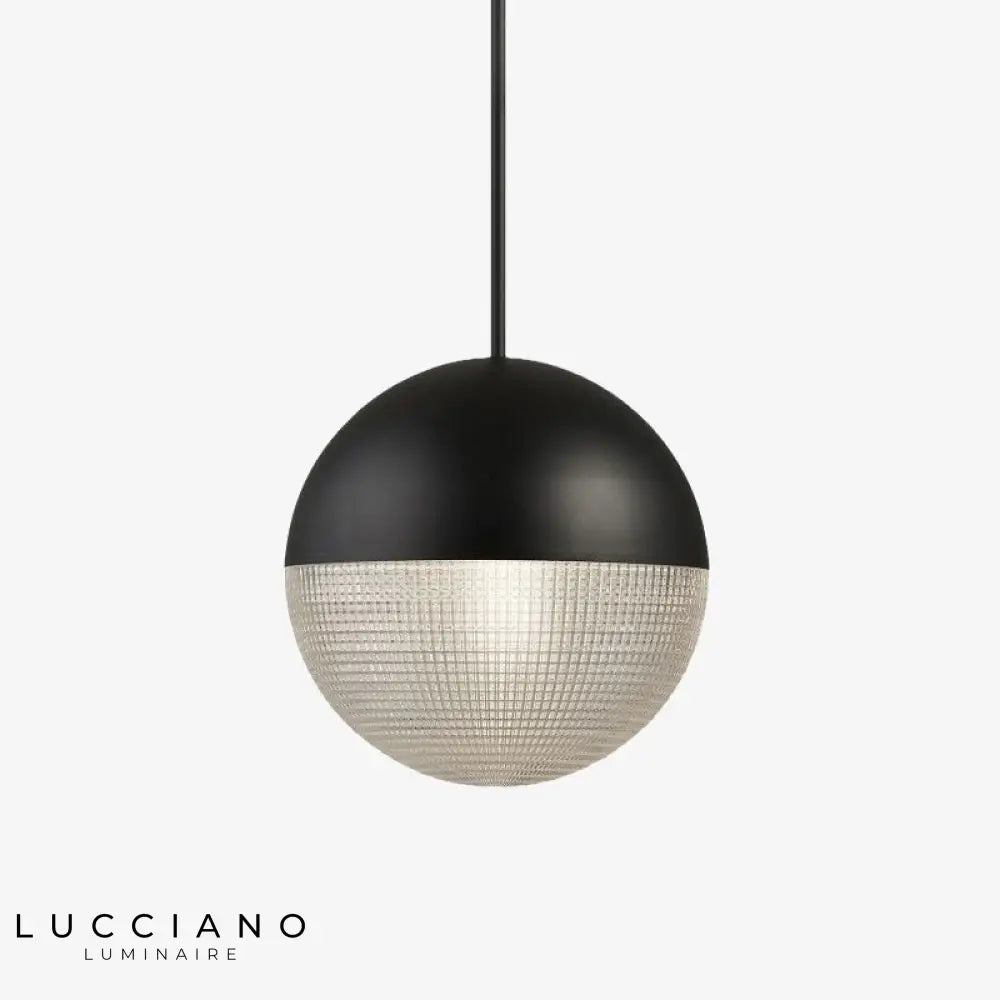 Suspension Globe En Verre Et Métal Avec Ampoule / 20Cm Noir Luminaire Chambre