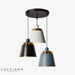 Suspension Industrielle Colorée Support Doré Luminaire