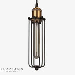 Suspension Industrielle Vintage Cage Luminaire Cuivre