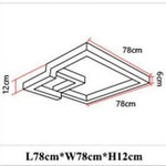 Suspension Led 3D Métallique Noir / 78X78Cm Luminaire Chambre