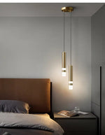 Suspension Led Amias Tube Doré/Noir Luminaire Chambre