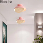 Suspension Led Bois Avec Abat-Jour Coloré Luminaire Chambre