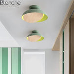 Suspension Led Bois Avec Abat-Jour Coloré Luminaire Chambre