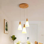 Suspension Led Bois Blanc Scandinave Luminaire Chambre