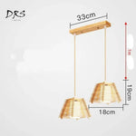 Suspension Led Bois Cage Conique 2 Lampes Luminaire Chambre