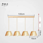 Suspension Led Bois Cage Conique 4 Lampes Luminaire Chambre