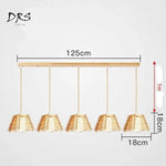 Suspension Led Bois Cage Conique 5 Lampes Luminaire Chambre