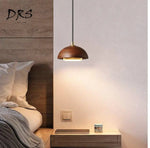 Suspension Led Bois Demi-Sphère Luminaire Chambre