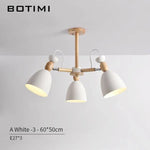 Suspension Led Bois Et Abat-Jours Arrondis 3 Lampes - Blanc Luminaire Chambre