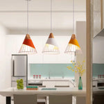 Suspension Led Bois Et Cage Colorée Luminaire Chambre