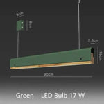 Suspension Led Bois Et Métal Coloré Vert / 90Cm Luminaire Chambre