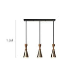 Suspension Led Bois Et Métal Conique 3 Lampes / Rectangle Luminaire Chambre