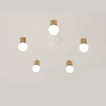 Suspension Led Bois Métal Multi-Lampes Blanc / 5 Lampes Luminaire Chambre