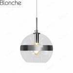 Suspension Led Boule Verre Design Gris Luminaire Chambre