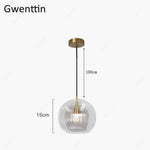 Suspension Led Boule Verre Dorée 15Cm Luminaire Doré