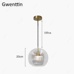 Suspension Led Boule Verre Dorée 20Cm Luminaire Doré