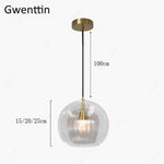 Suspension Led Boule Verre Dorée Luminaire Doré