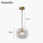 Suspension Led Boule Verre Dorée Luminaire Doré