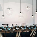 Suspension Led Boule Verre Rose/Noire Luminaire Chambre