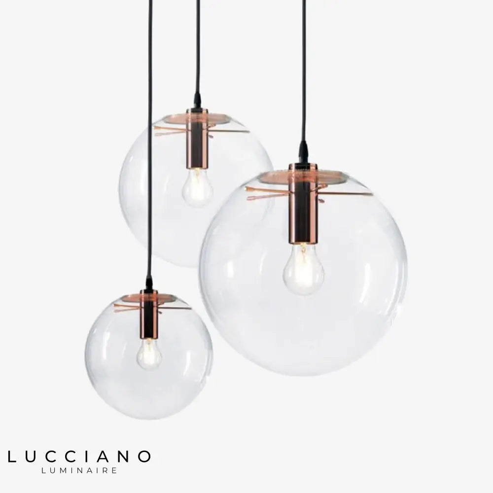 Suspension Led Boule Verre Rose/Noire Luminaire Chambre