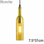 Suspension Led Bouteille Verre Coloré Jaune Luminaire Chambre