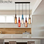 Suspension Led Bouteille Verre Coloré Luminaire Chambre