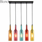 Suspension Led Bouteille Verre Coloré Luminaire Chambre