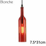 Suspension Led Bouteille Verre Coloré Rouge Luminaire Chambre