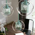 Suspension Led Cage Boule Verre Luminaire Chambre