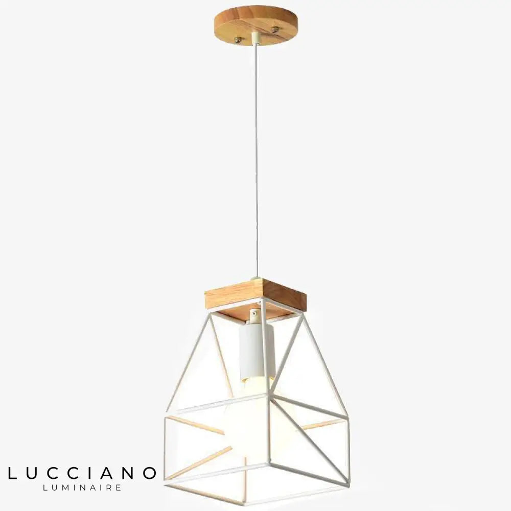 Suspension Led Cage Métal Blanche Luminaire Chambre