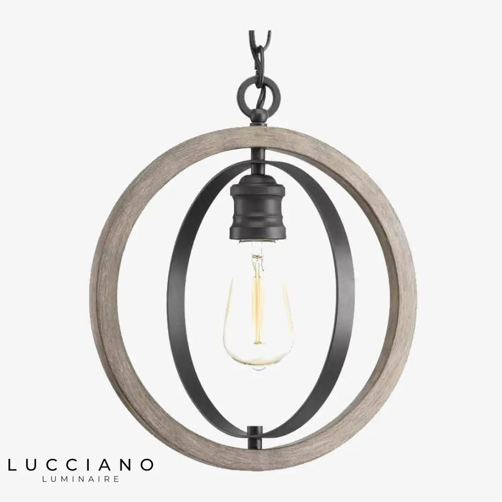 Suspension Led Cercle Bois Métal Noir Luminaire Chambre