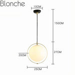 Suspension Led Cercle Doré Verre Luminaire Chambre