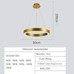 Suspension Led Cercle Métal Épais Luxury Luminaire Chambre