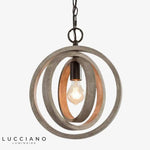 Suspension Led Cercles Bois Rétro Luminaire Chambre