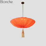 Suspension Led Chinoise Colorée Orange Foncé / 60X26Cm Luminaire Chambre