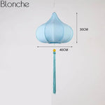 Suspension Led Chinoise En Tissu Bleu Ciel - A Luminaire Chambre