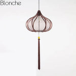 Suspension Led Chinoise En Tissu Marron - A Luminaire Chambre